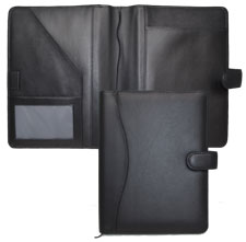 black bonded leather organizer cover with tab closure
