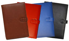 British tan, red, blue and black leather calendar covers